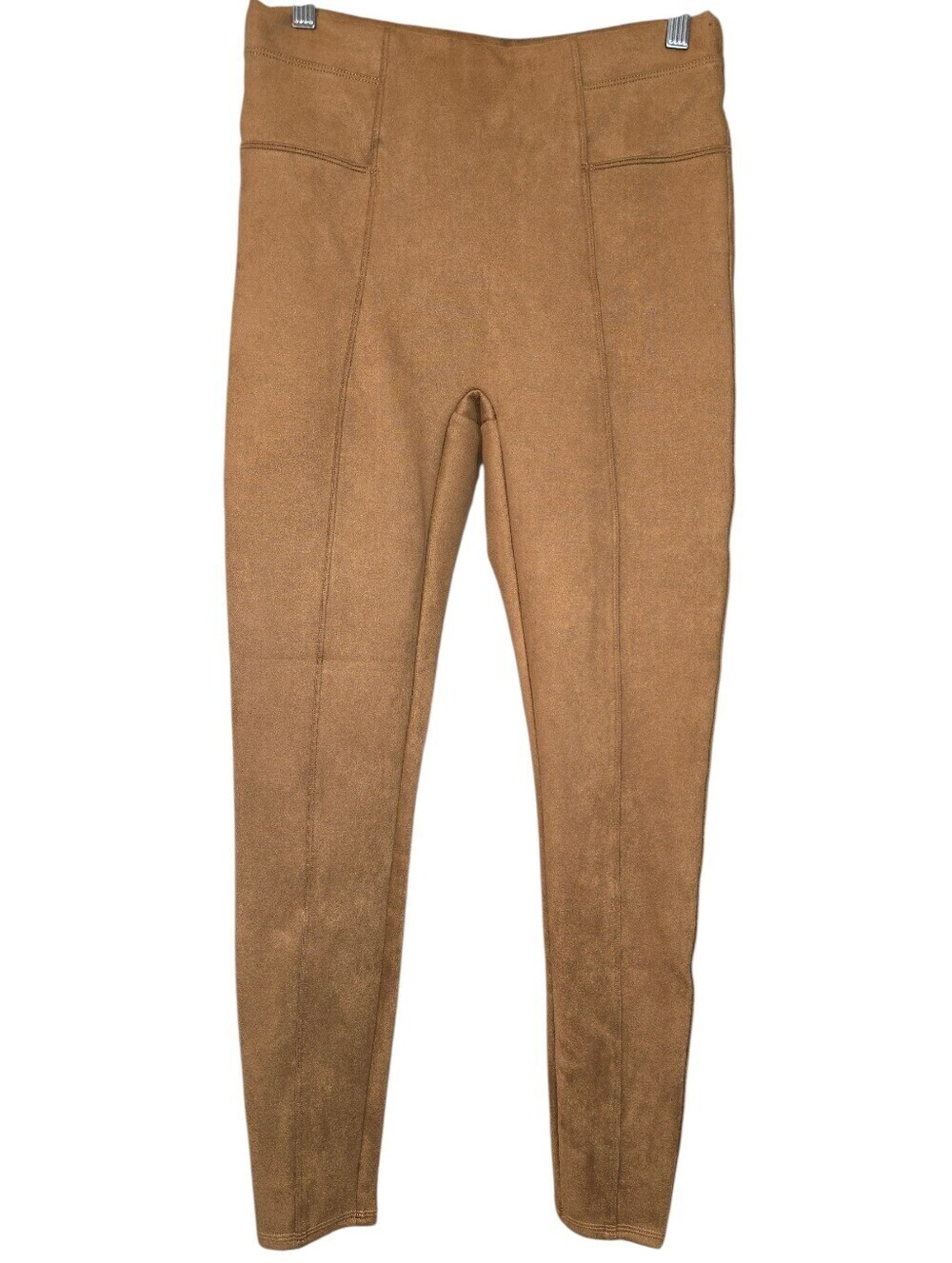 SPANX Faux Suede Pull On Stretch Leggings Rich Caramel Color Size Medium